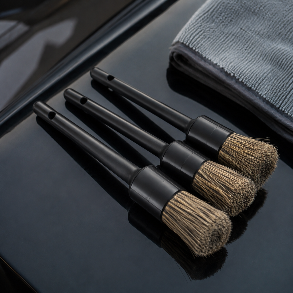 Premium Interior Boar Hair Detailing Brush Set (3-Piece)