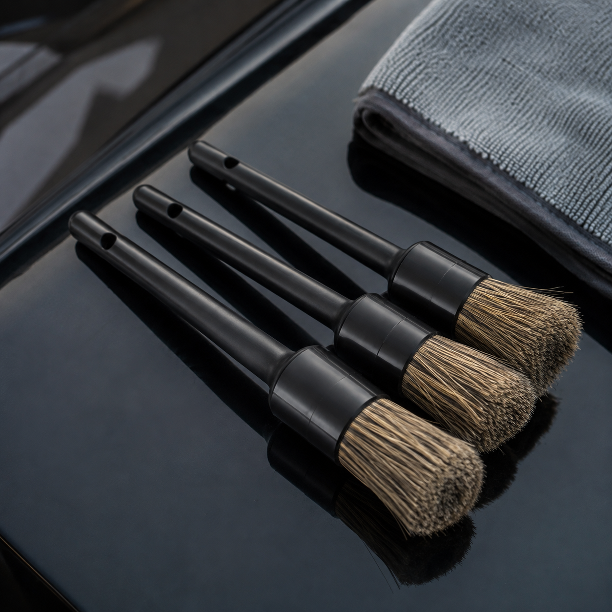 Premium Interior Boar Hair Detailing Brush Set (3-Piece)