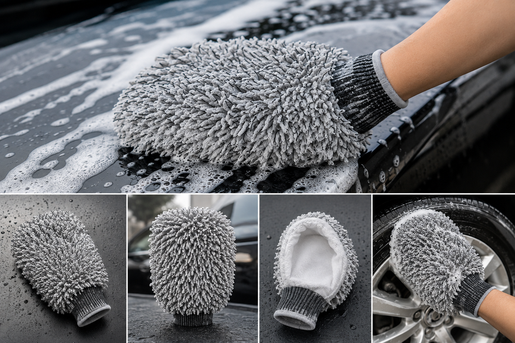 Premium Double-Sided Microfiber Chenille Car Wash Mitt – Scratch-Free Detailing Glove