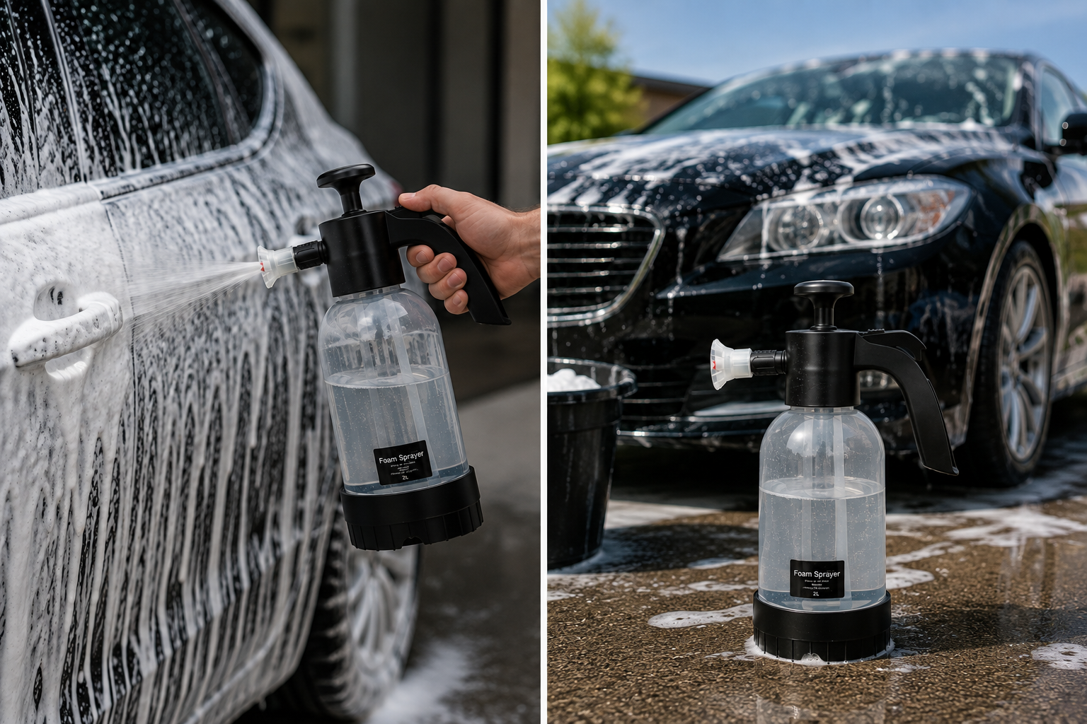 Premium 2L Hand Pump Foam Sprayer – Snow Foam Cannon for Car Washing & Detailing